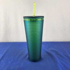 Starbucks 2022 Mountain Dew Green Yellow Blue 24oz Grid Cold Cup Tumbler